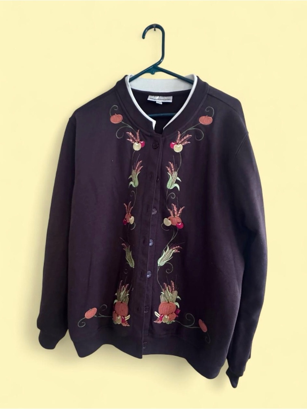 Rebecca Malone Brown Embroidered Button-Front Jacket